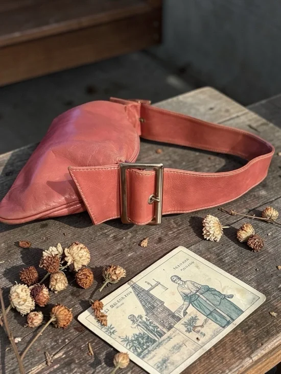 Vintage 90s Y2K Jenny VERA PELLE made in ITALY Pink Leather Hobo Bag - Picture 4 of 16